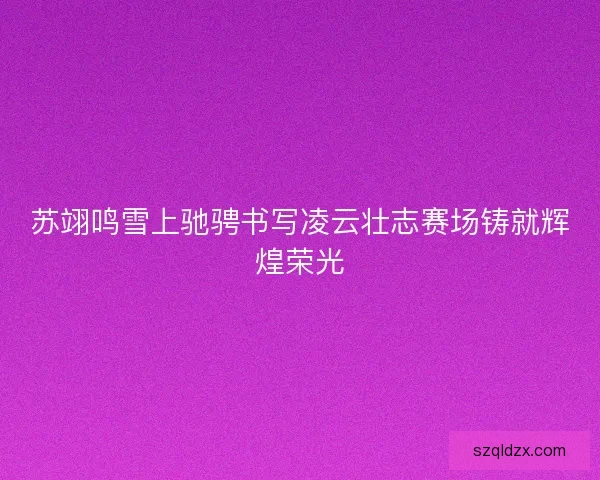 苏翊鸣雪上驰骋书写凌云壮志赛场铸就辉煌荣光 苏翊鸣雪上驰骋书写凌云壮志赛场铸就辉煌荣光