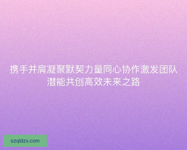 携手并肩凝聚默契力量同心协作激发团队潜能共创高效未来之路